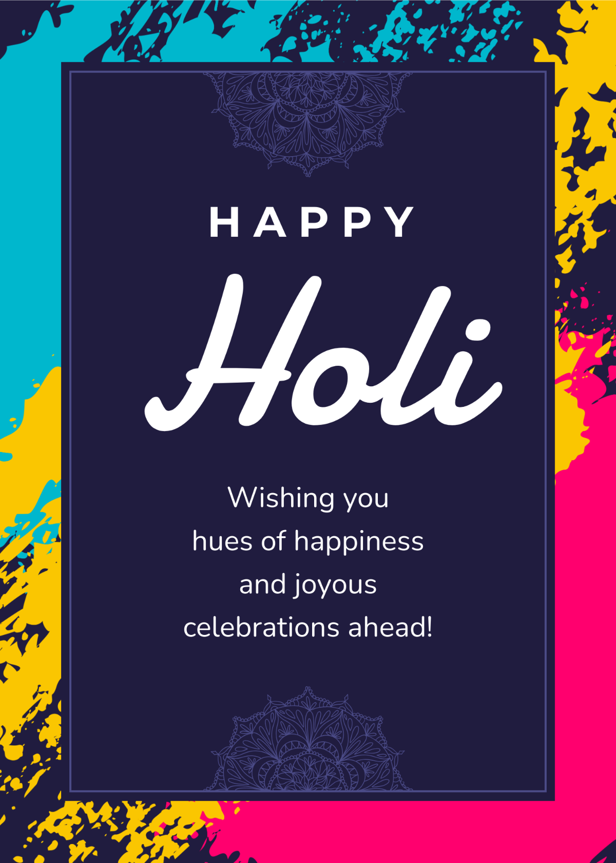 Free Holi Festival Greeting Card Template
