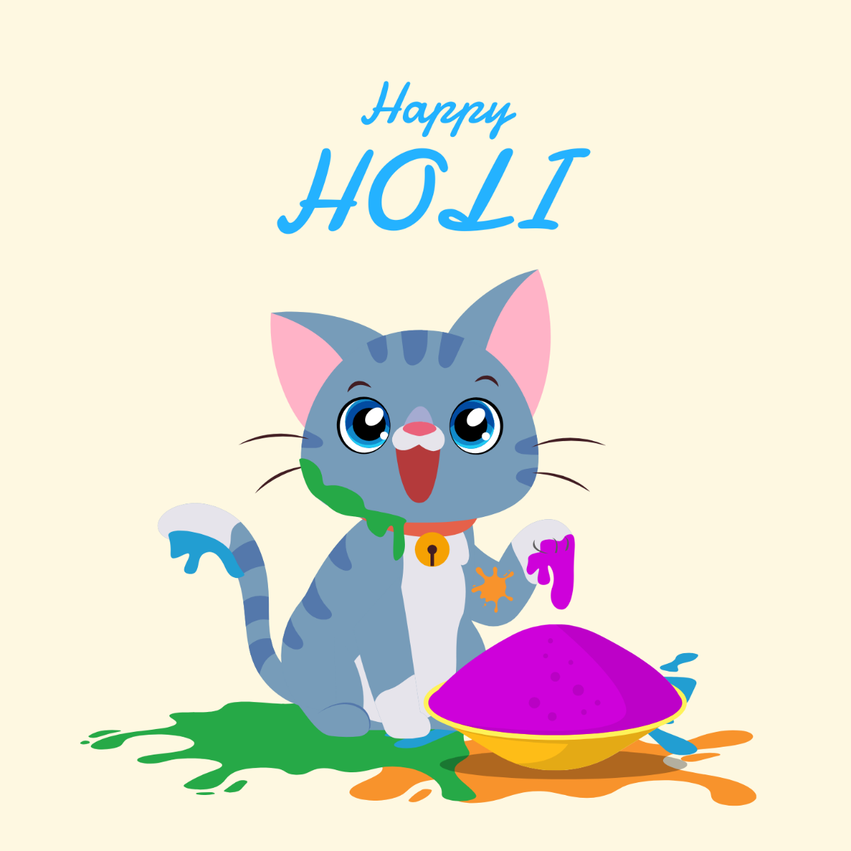 Cute Holi Festival Clipart