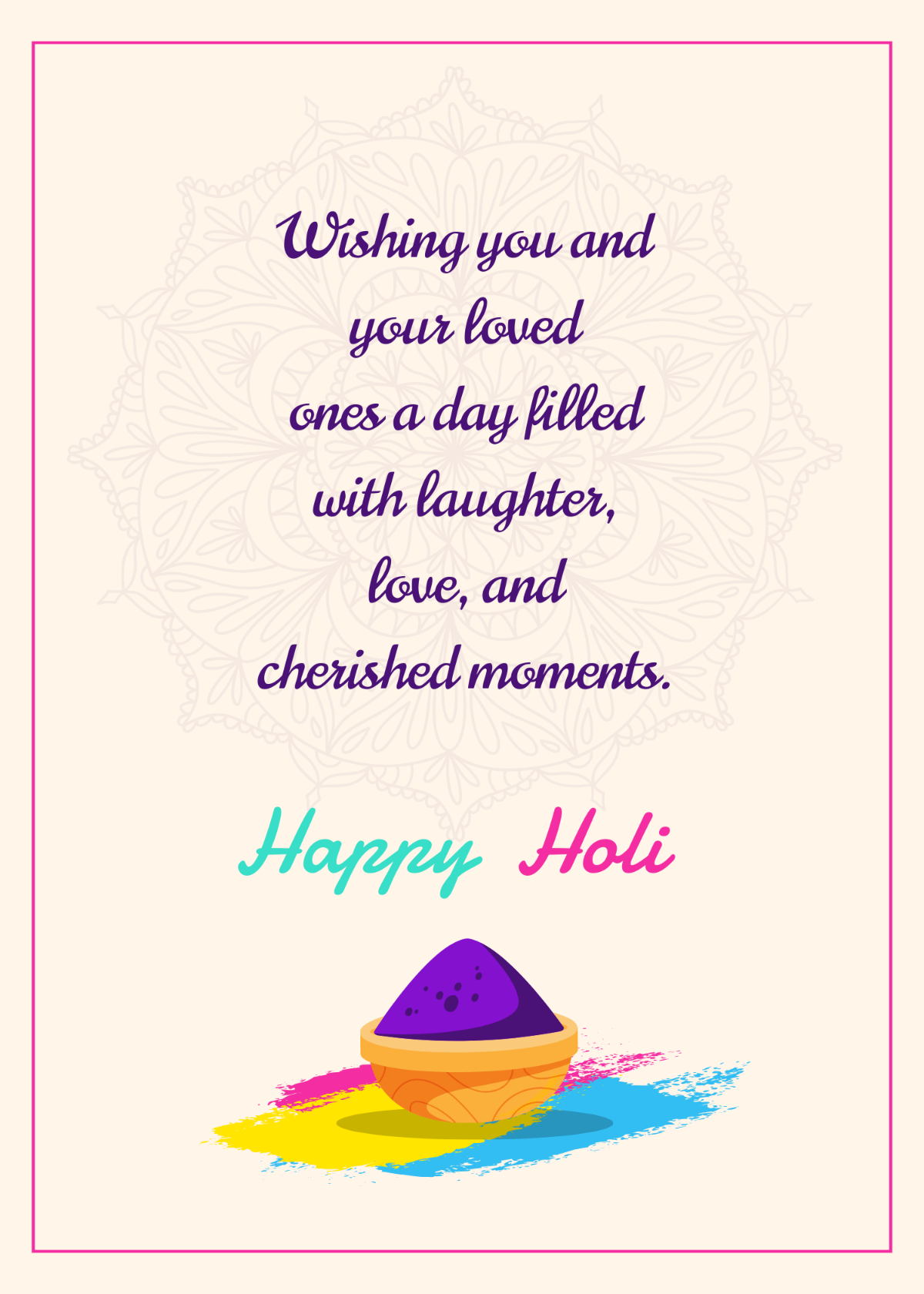 Free Holi Festival Wishes Template