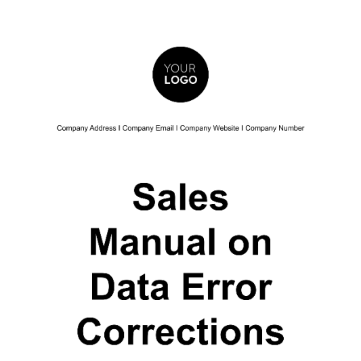 Sales Manual on Data Error Corrections Template