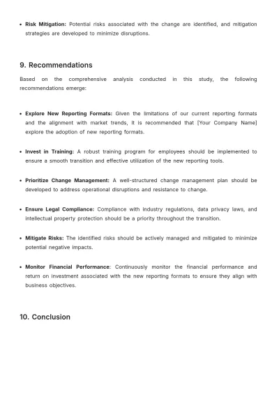 Free Sales Feasibility Study on New Reporting Formats Template to Edit Online