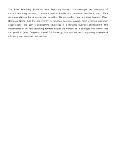 Free Sales Feasibility Study on New Reporting Formats Template to Edit Online