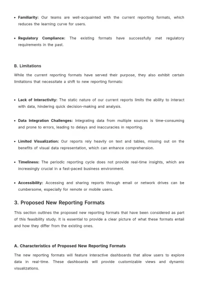 Free Sales Feasibility Study on New Reporting Formats Template to Edit Online