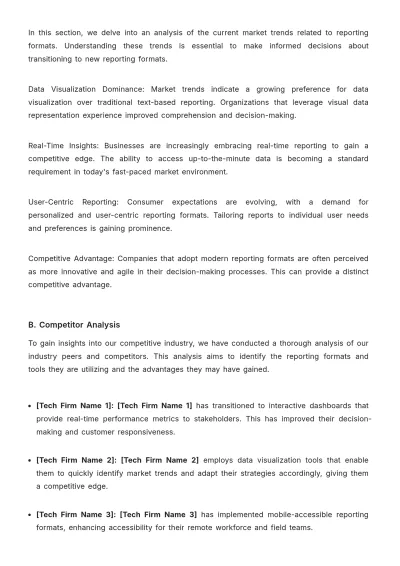 Free Sales Feasibility Study on New Reporting Formats Template to Edit Online