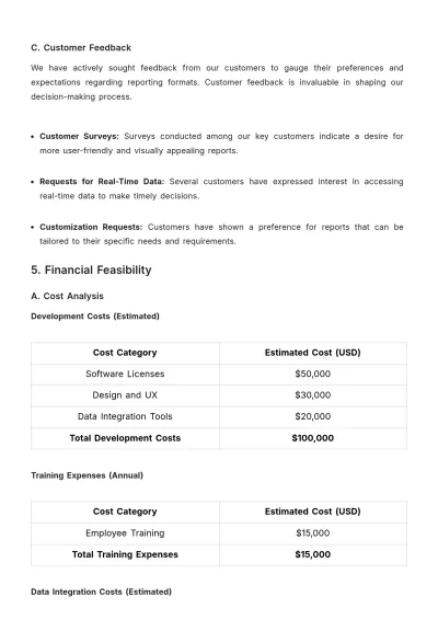 Free Sales Feasibility Study on New Reporting Formats Template to Edit Online