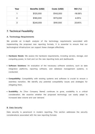 Free Sales Feasibility Study on New Reporting Formats Template to Edit Online