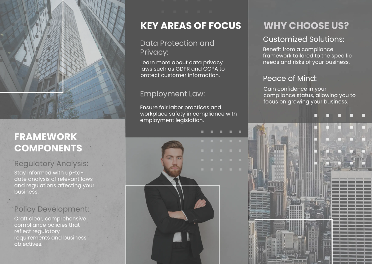 Free Legal Compliance Framework Overview Pamphlet Template to Edit Online