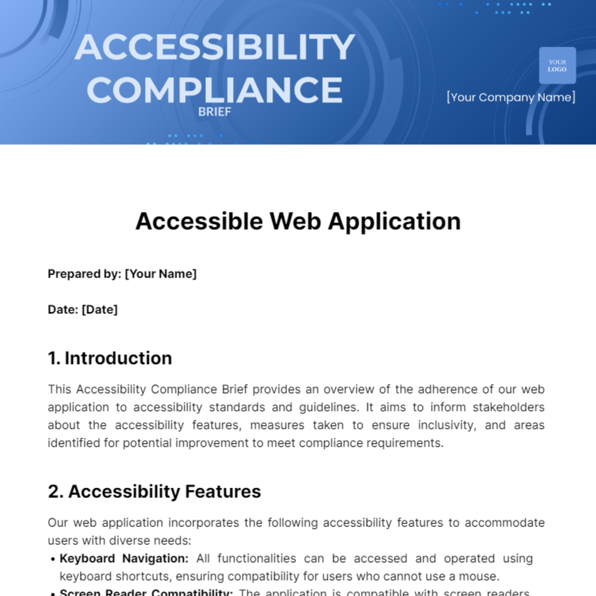 Accessibility Compliance Brief Template - Edit Online & Download