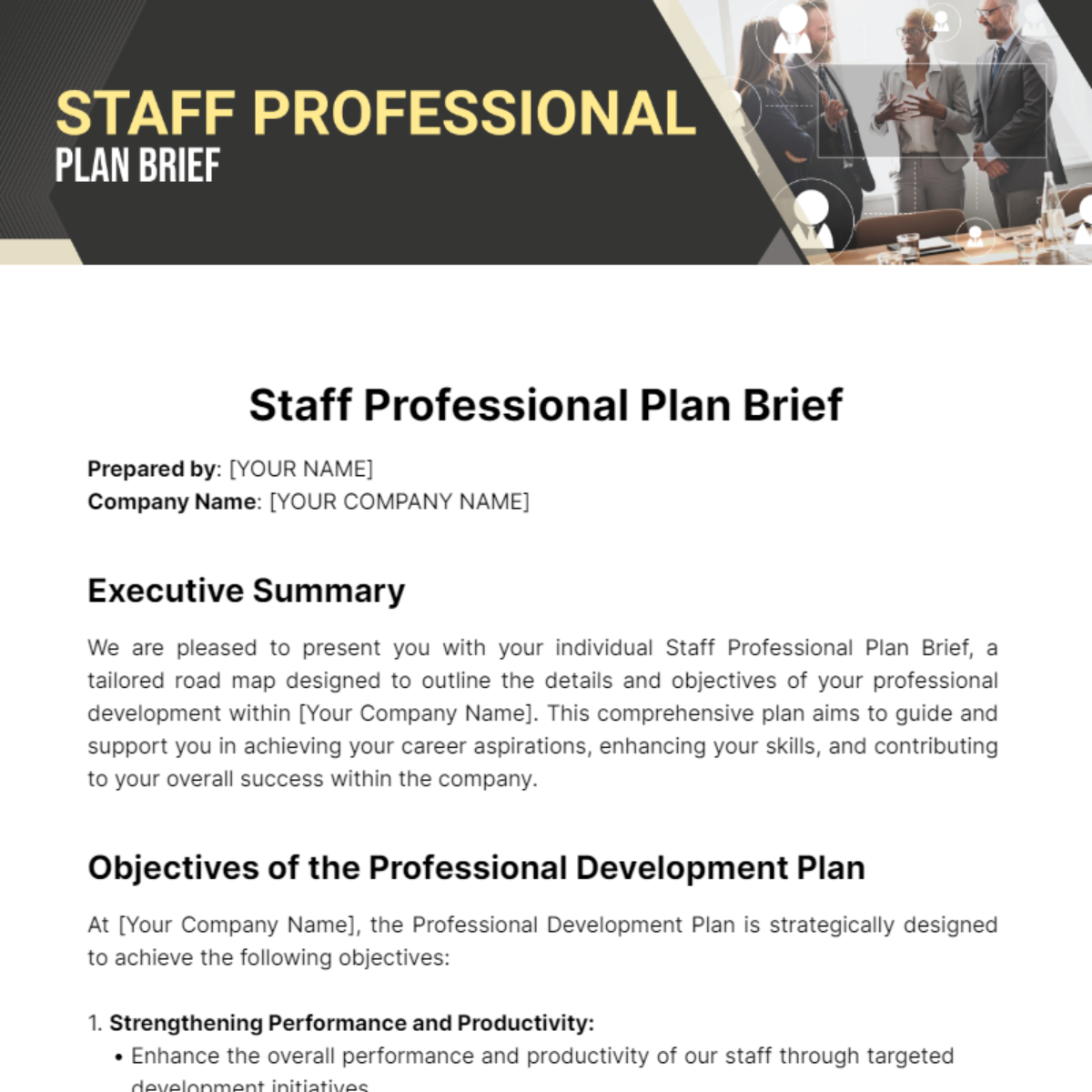 Staff Professional Plan Brief Template - Edit Online & Download