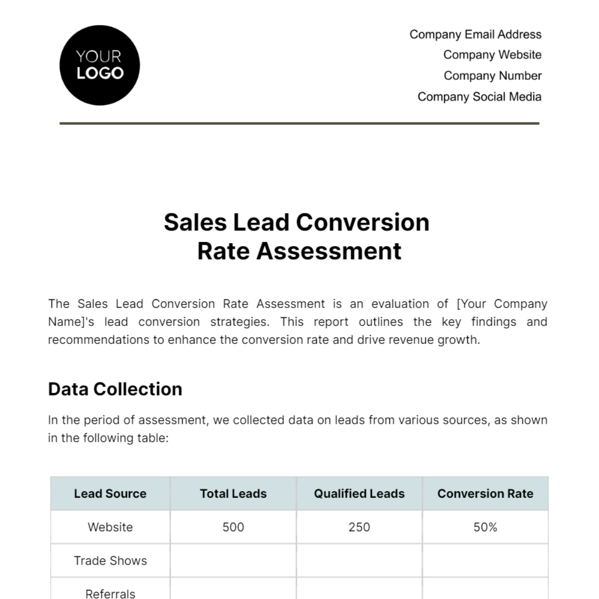 Sales Lead Conversion Rate Assessment Template