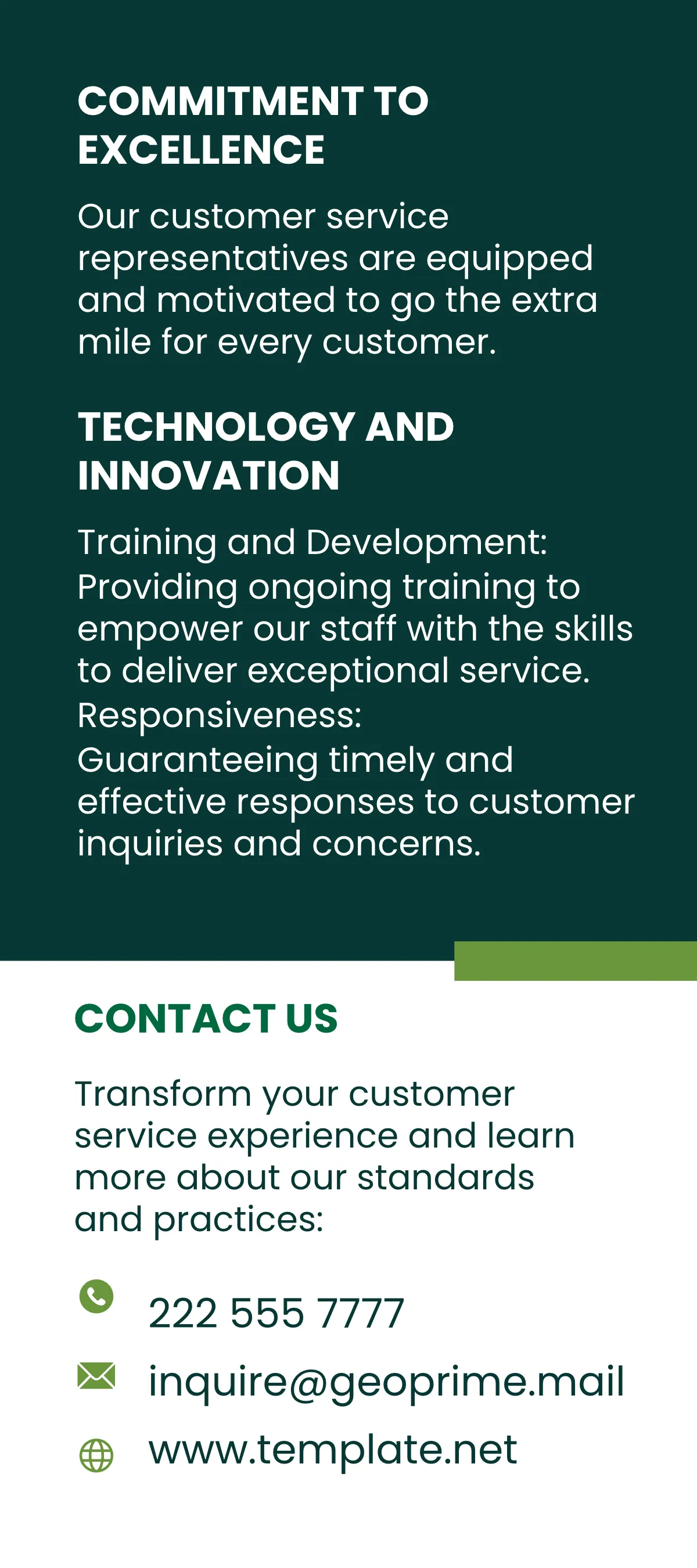 Free Customer Service Standards and Practices Rack Card Template to Edit Online