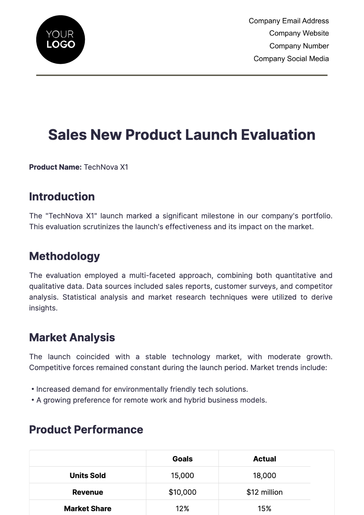 Sales New Product Launch Evaluation Template - Edit Online & Download