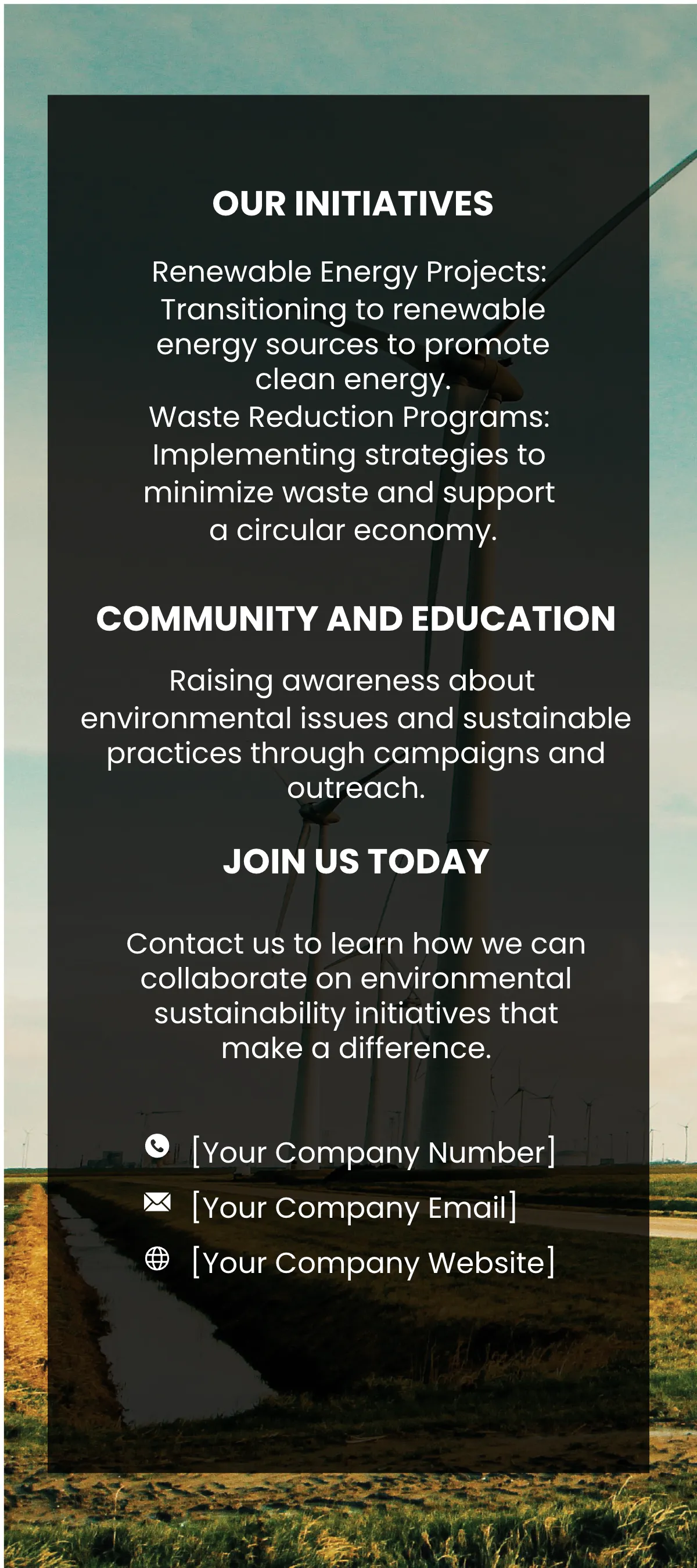 Free Environmental Sustainability Initiatives Rack Card Template to Edit Online