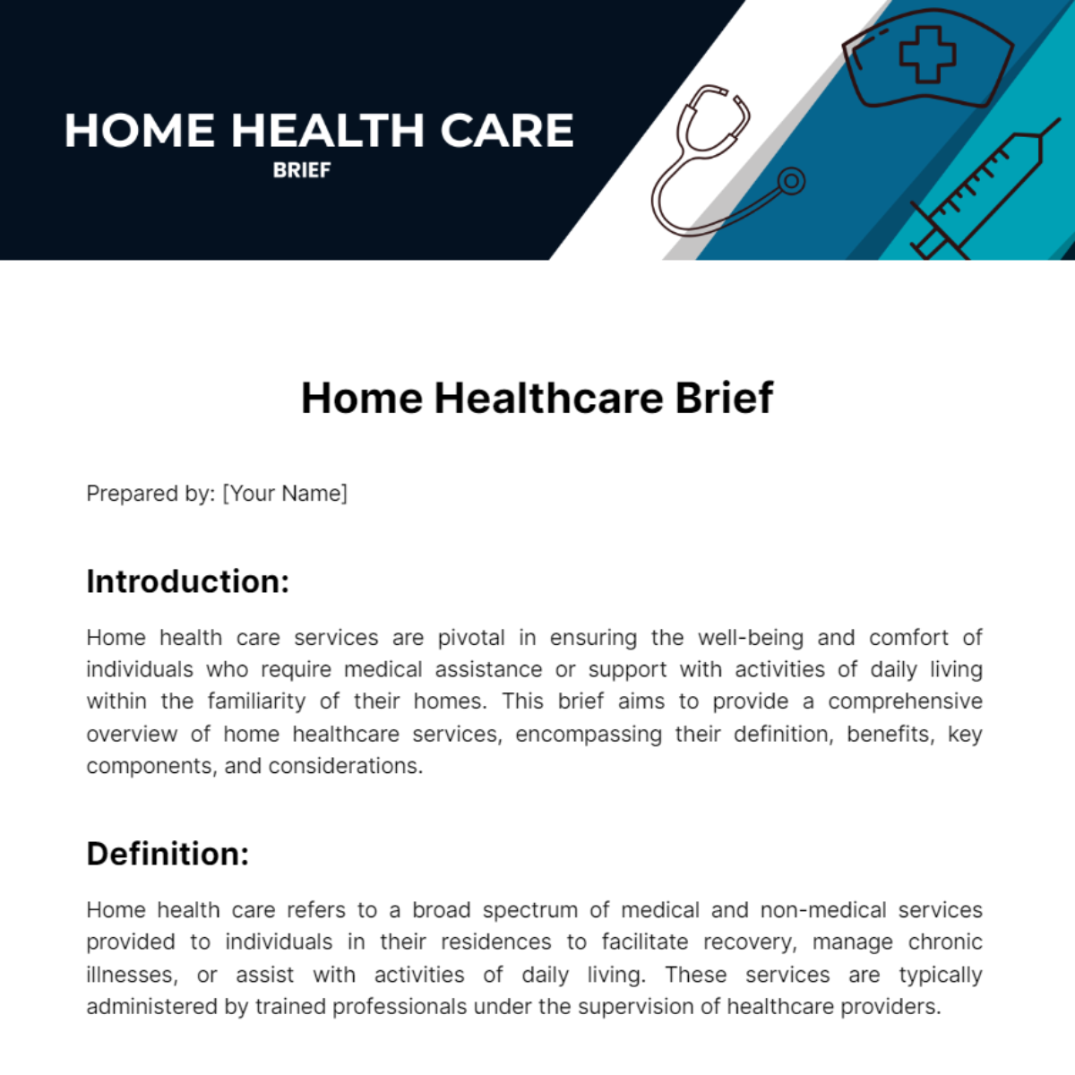 Home Health Care Brief Template - Edit Online & Download