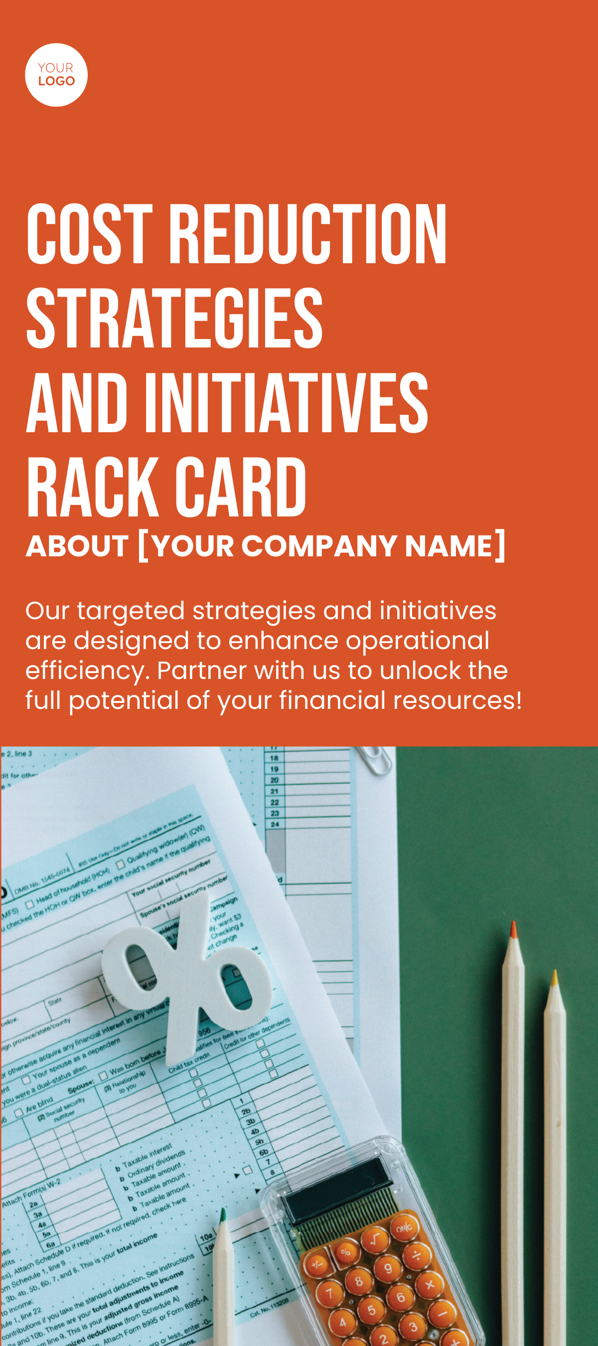 Cost Reduction Strategies and Initiatives Rack Card