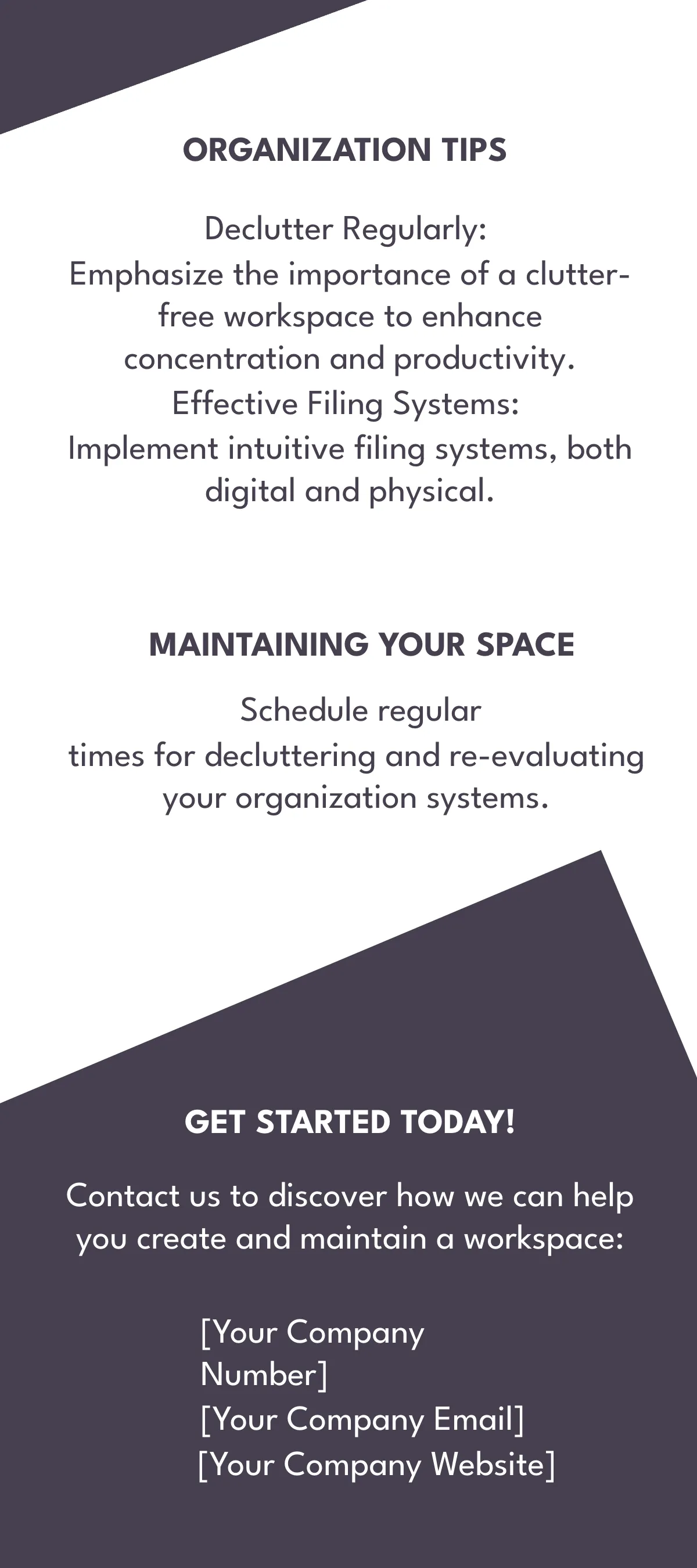 Free Office Organization Tips and Techniques Rack Card Template to Edit Online