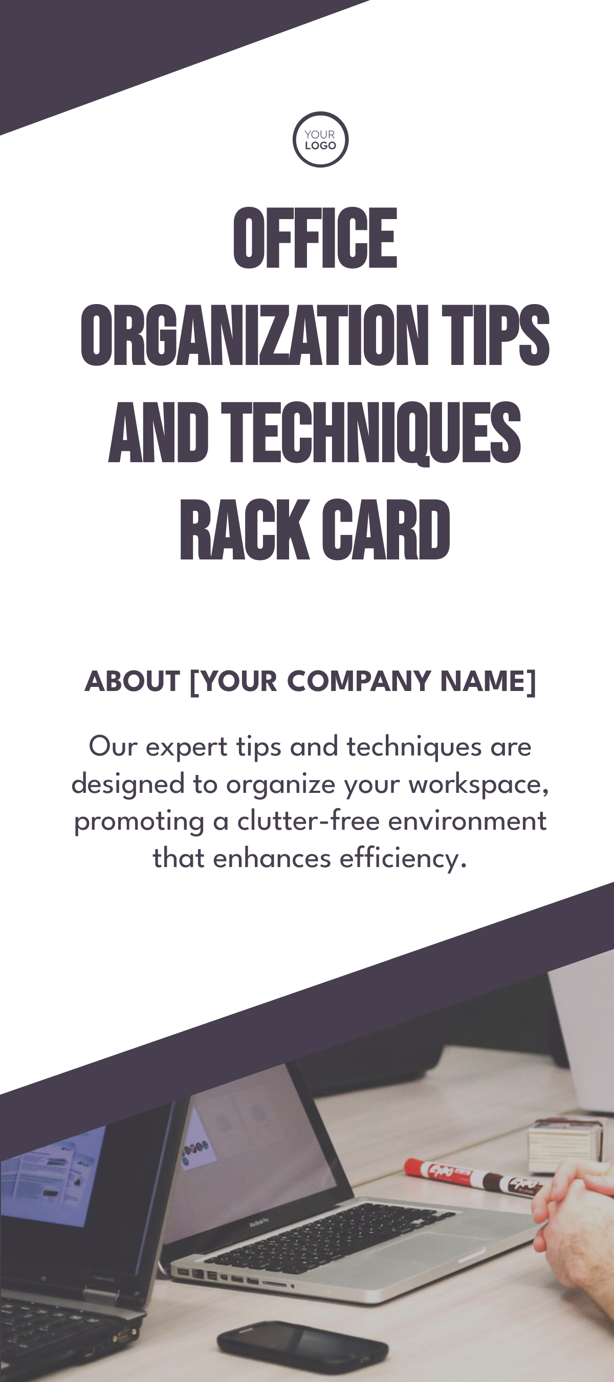 Free Office Organization Tips and Techniques Rack Card Template