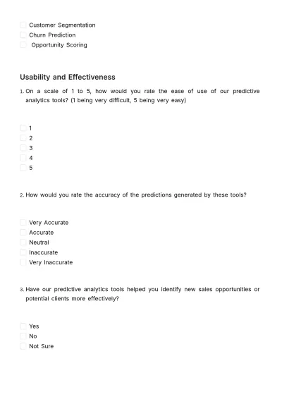 Free Sales Survey on Predictive Analytics Usability Template to Edit Online