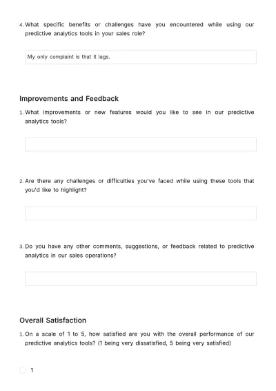 Free Sales Survey on Predictive Analytics Usability Template to Edit Online