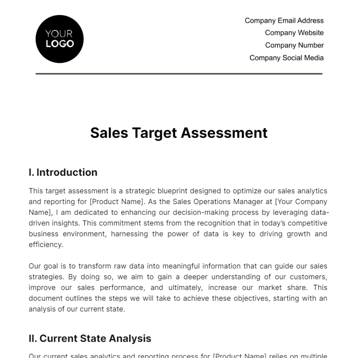 Sales Target Assessment Template