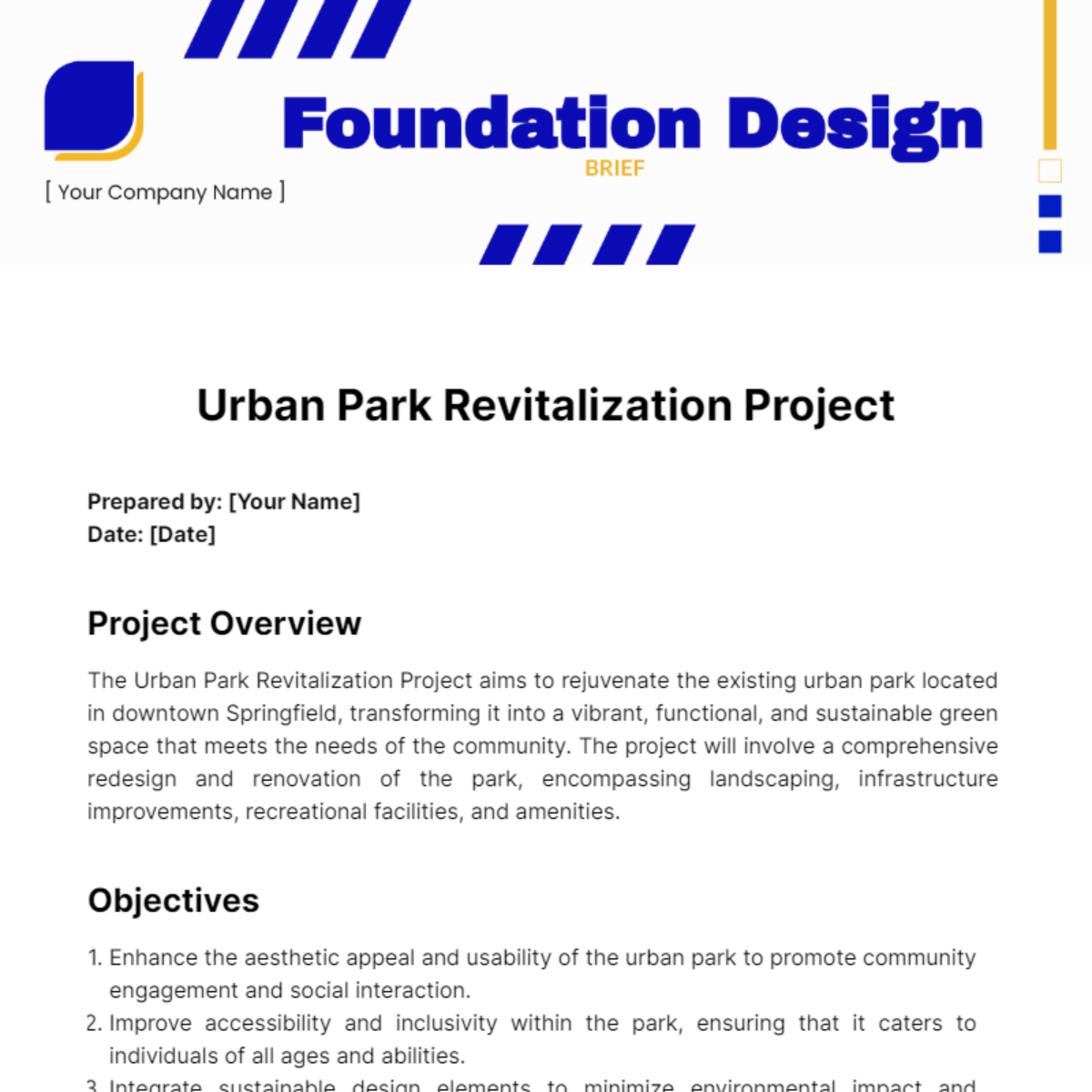 Free Foundation Design Brief Template