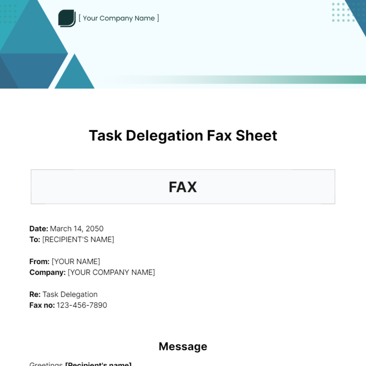 Task Delegation Fax Sheet Template - Edit Online & Download