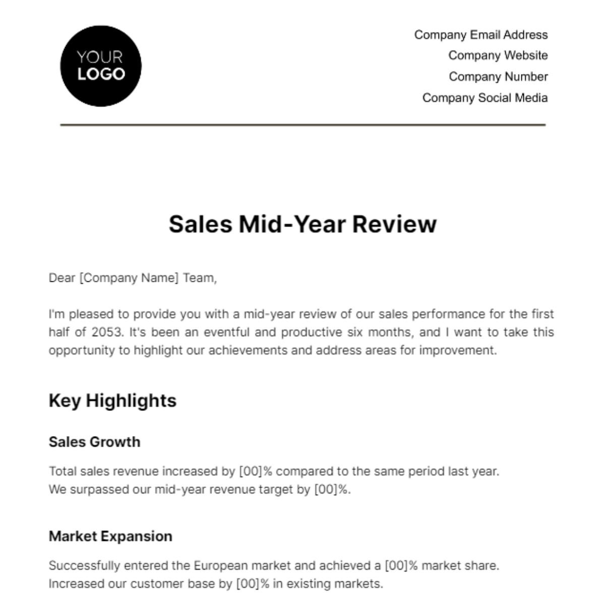 Free Sales Mid-Year Review Template