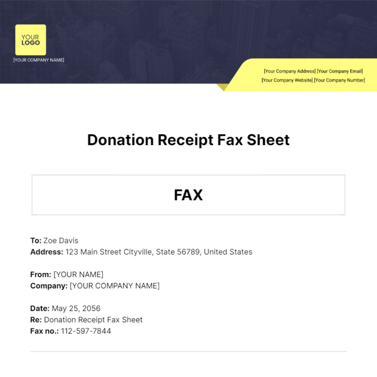 Donation Receipt Fax Sheet Template - Edit Online & Download