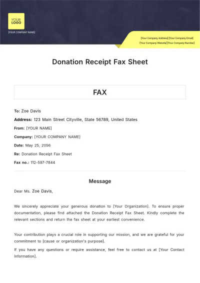 Free Donation Receipt Fax Sheet Template & AI Receipt Maker