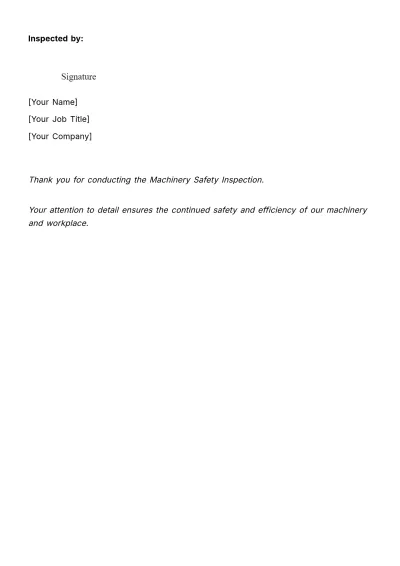 Free Machinery Safety Inspection Template to Edit Online