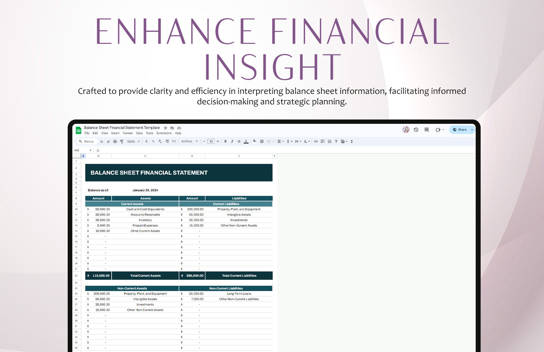 Balance Sheet Financial Statement Template