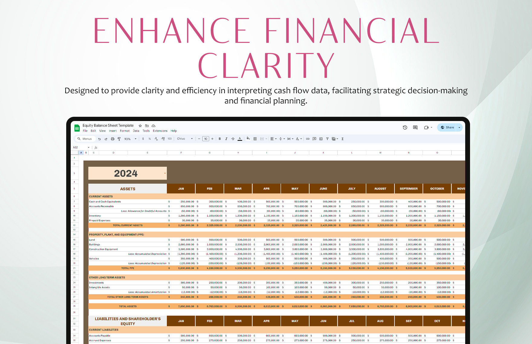 Equity Balance Sheet Template