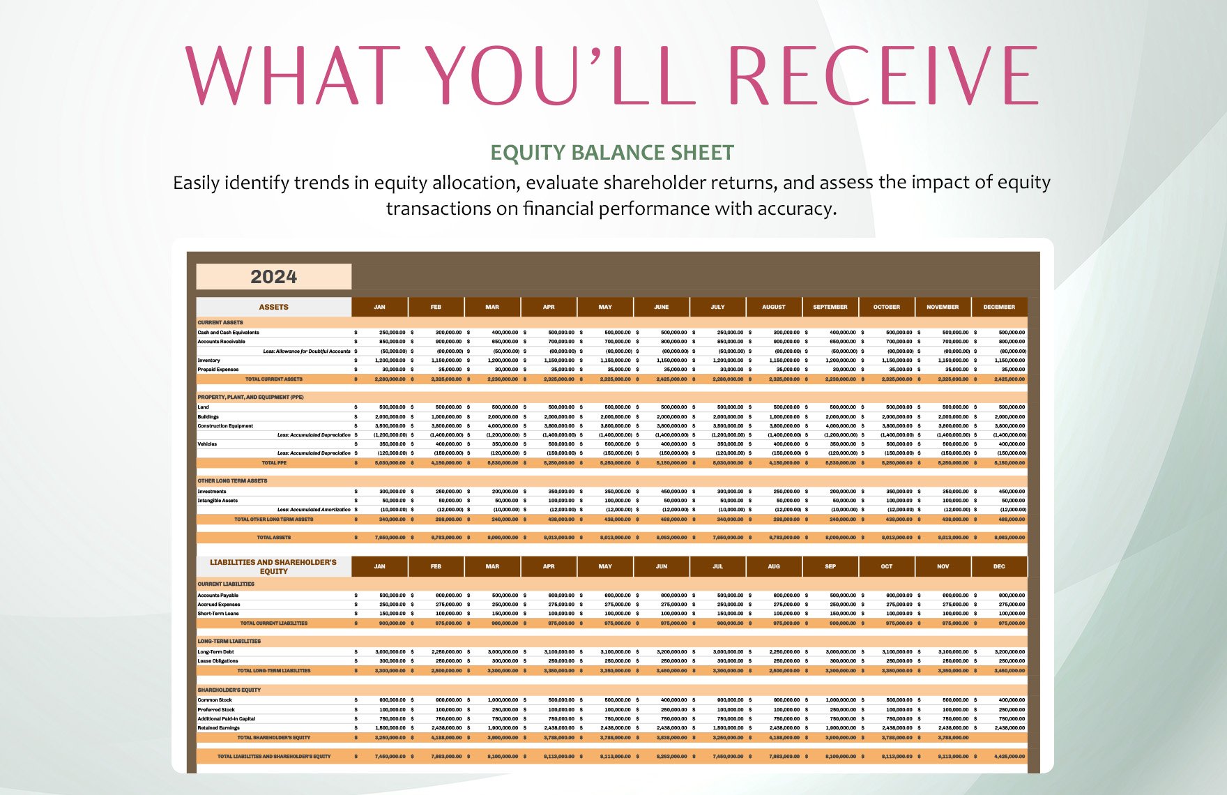 Equity Balance Sheet Template