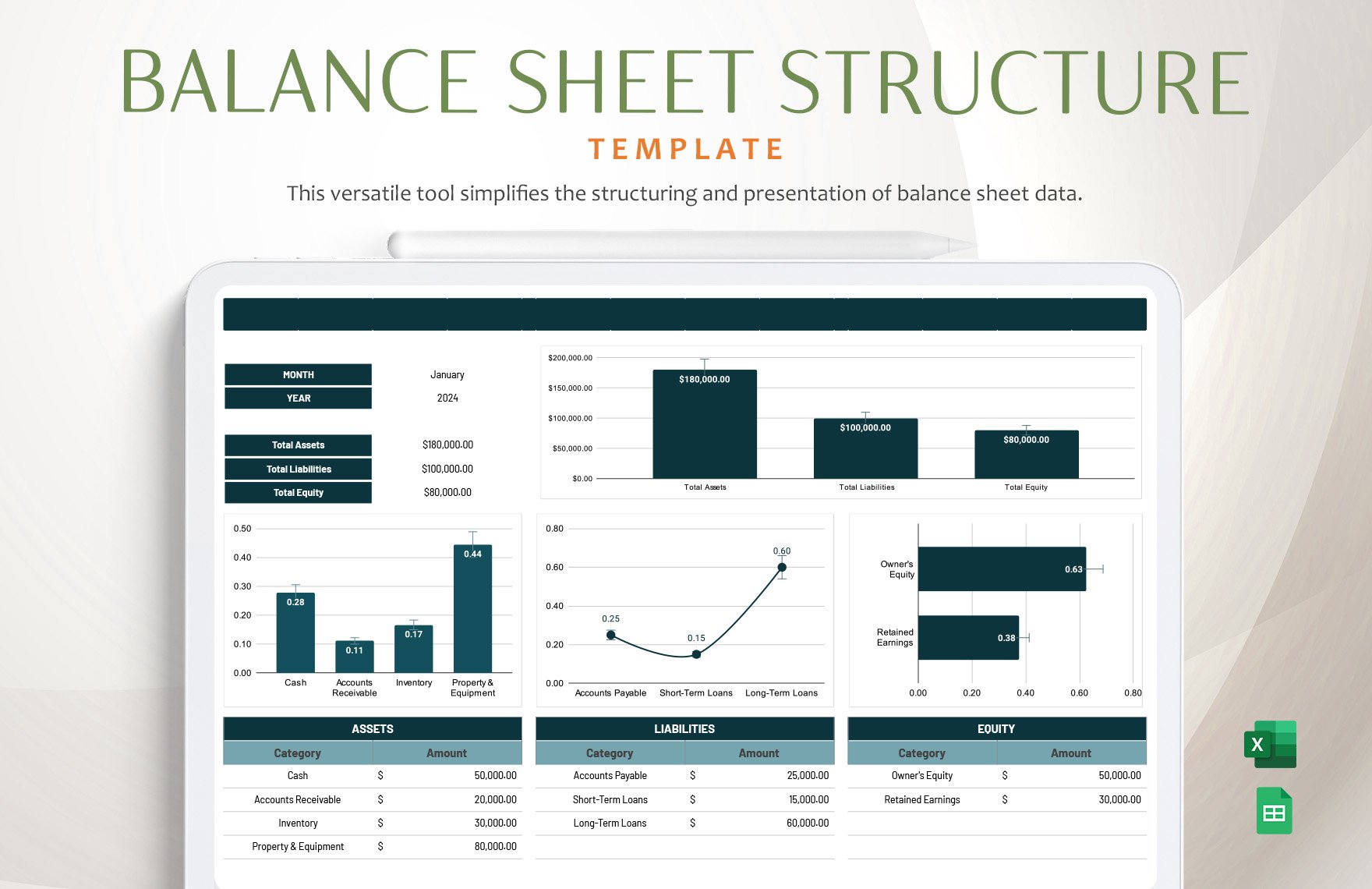 Balance Sheet Structure Template in Excel, Google Sheets