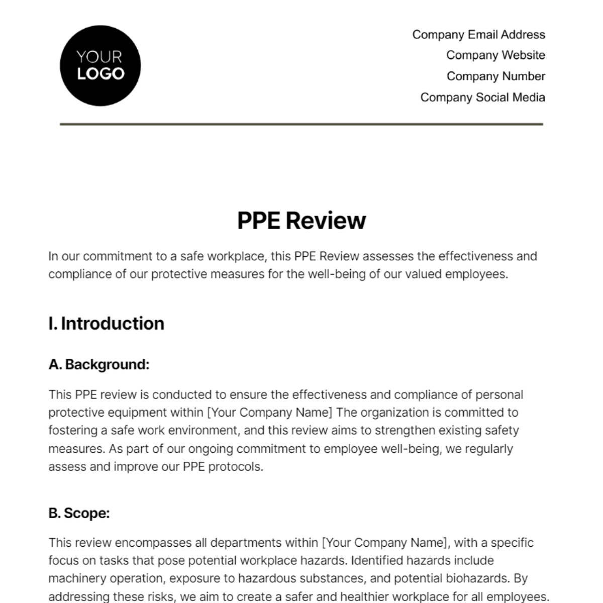 Free PPE Review Template