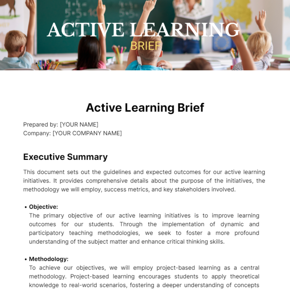 Free Active Learning Brief Template