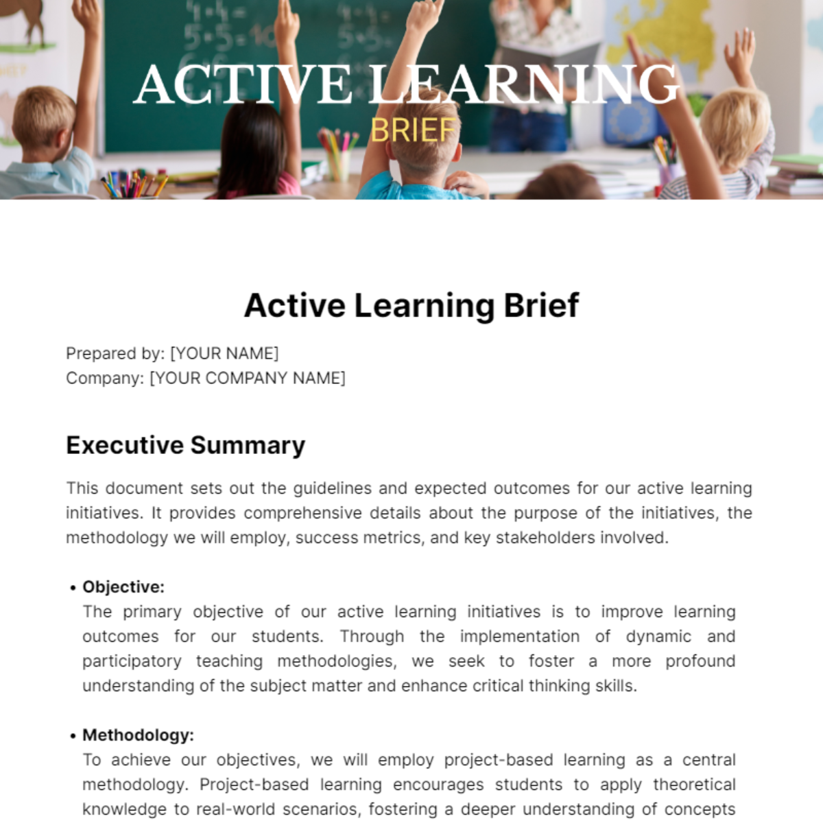 Active Learning Brief Template - Edit Online & Download