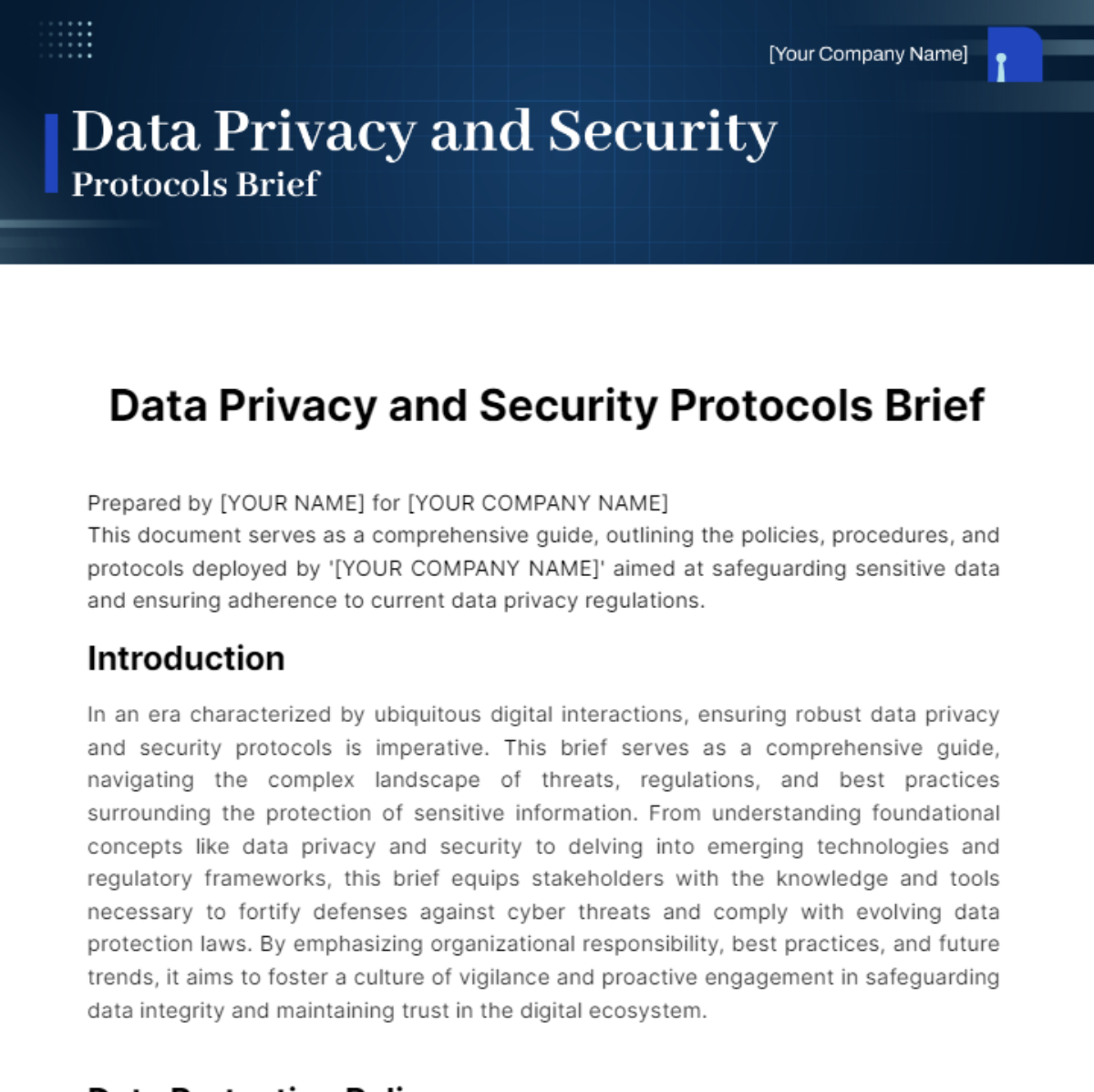 Data Privacy and Security Protocols Brief Template - Edit Online & Download