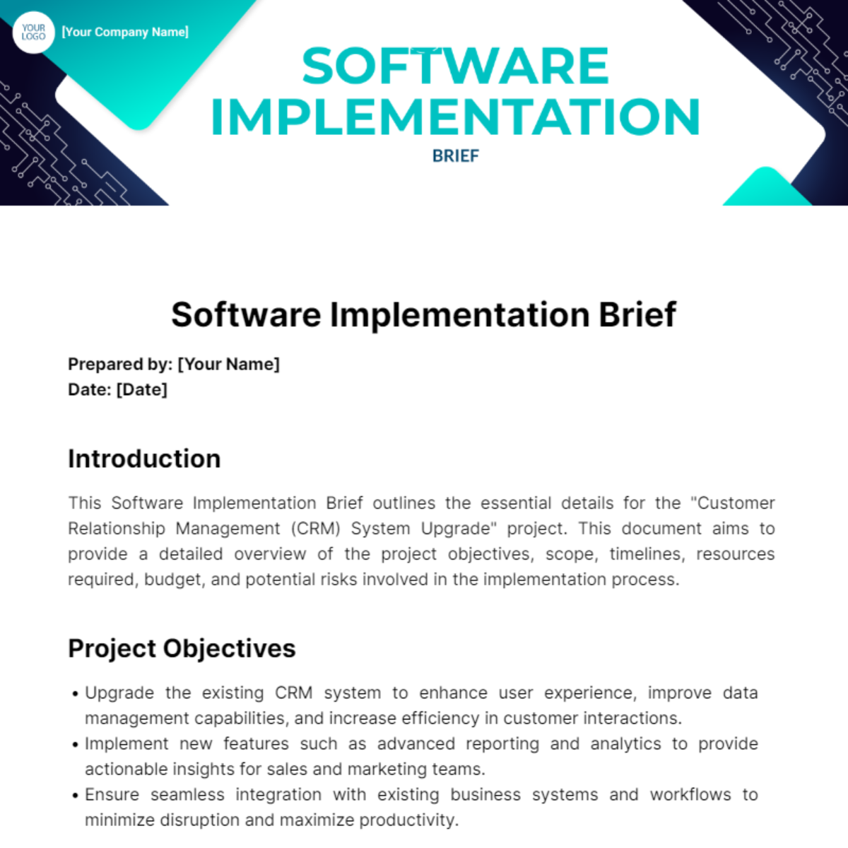 Software Implementation Brief Template - Edit Online & Download