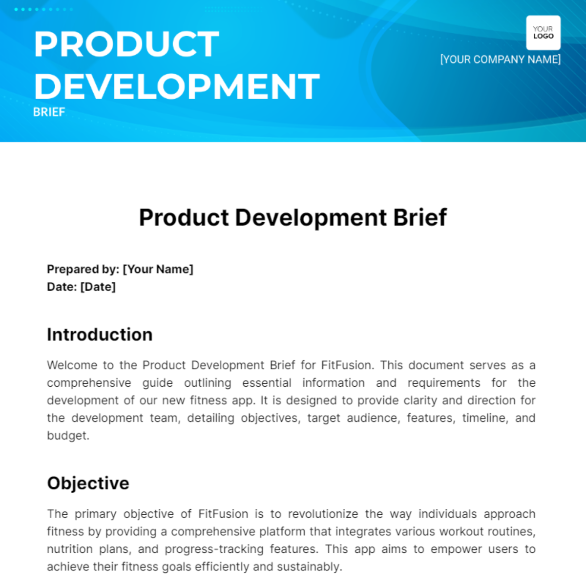 Product Development Brief Template - Edit Online & Download