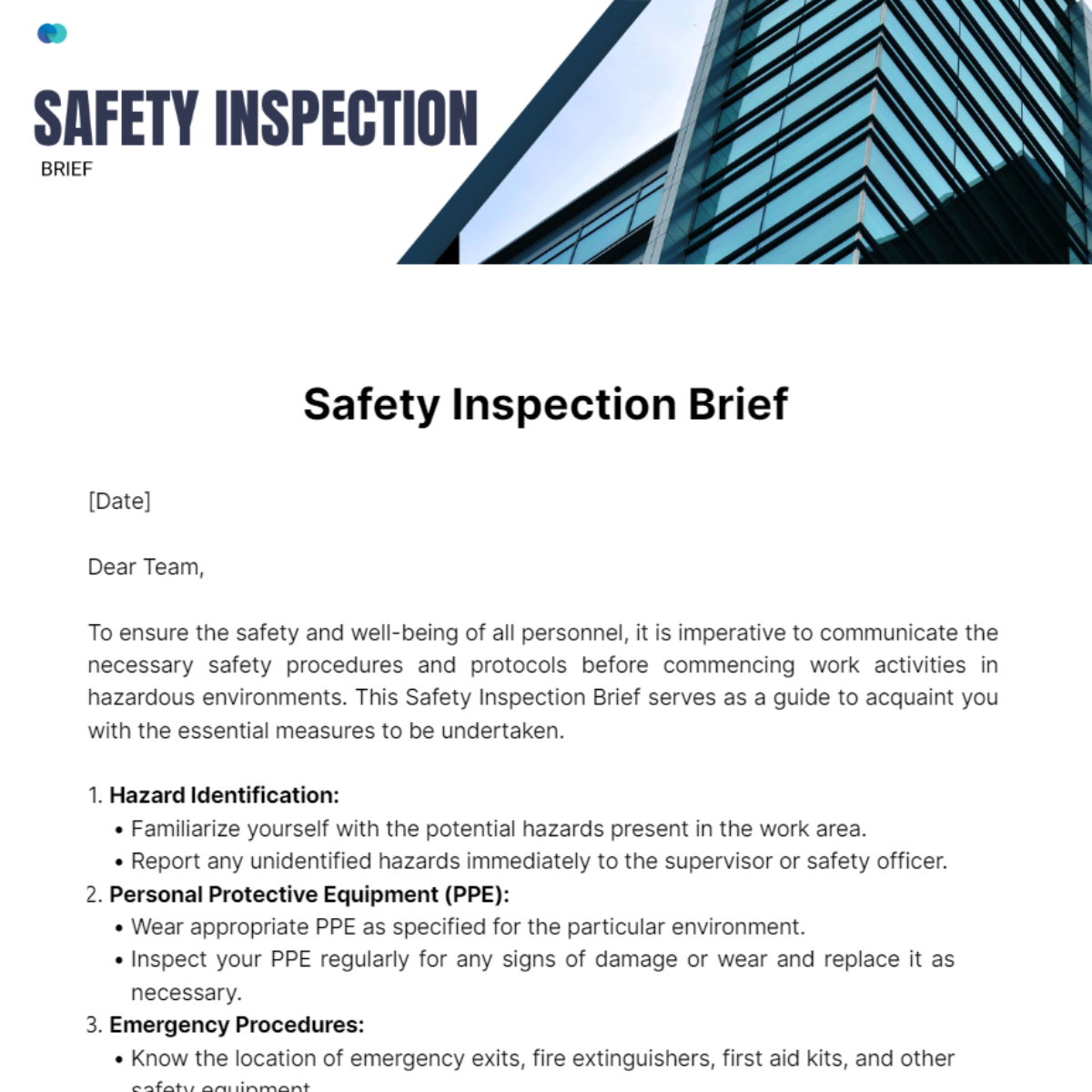 Safety Inspection Brief Template - Edit Online & Download