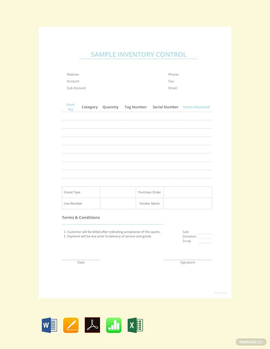 Free Sample Inventory Control Template