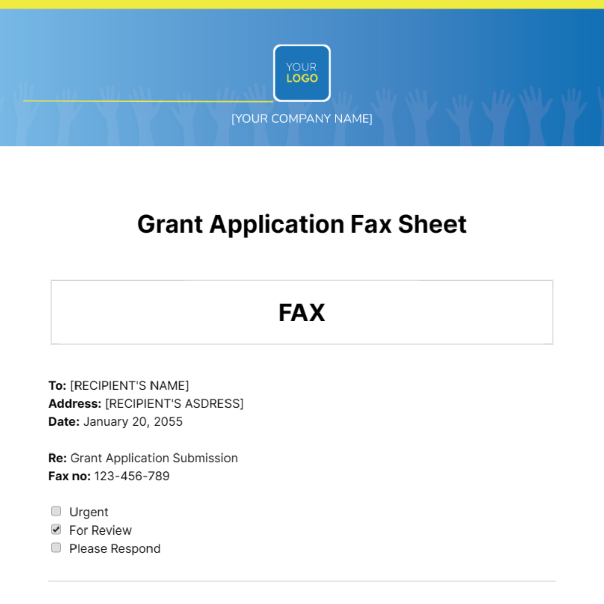 Grant Application Fax Sheet Template - Edit Online & Download