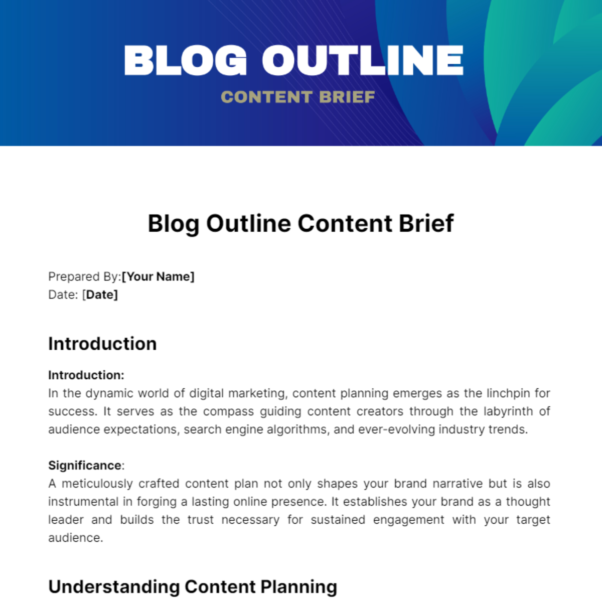 Free Blog Outline Content Brief Template