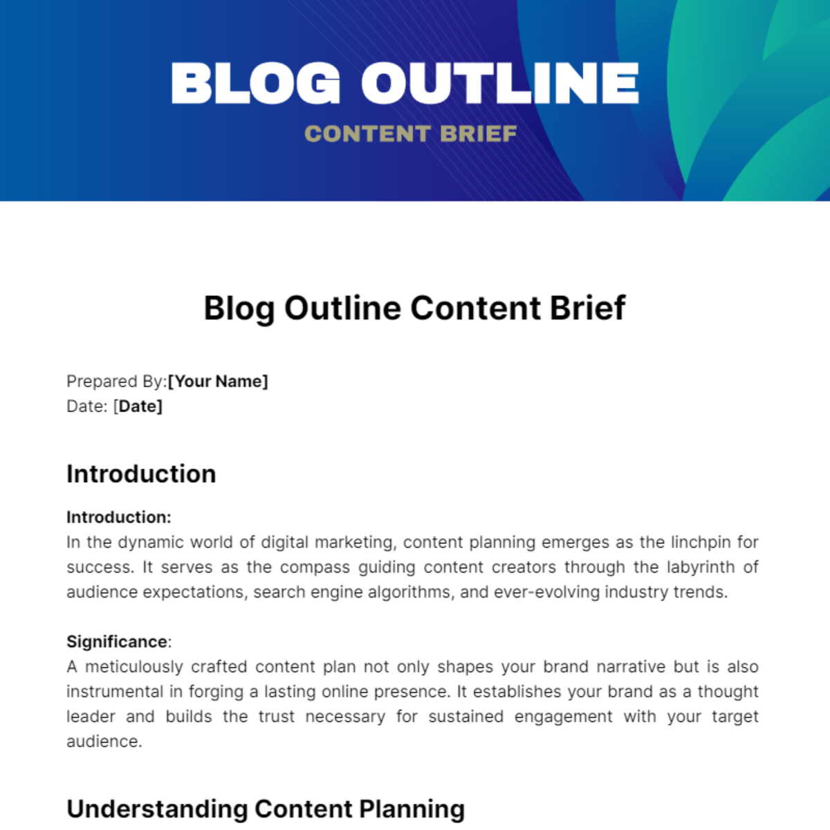 Blog Outline Content Brief Template - Edit Online & Download