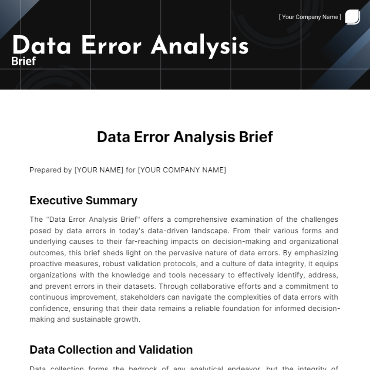 Data Error Analysis Brief Template - Edit Online & Download