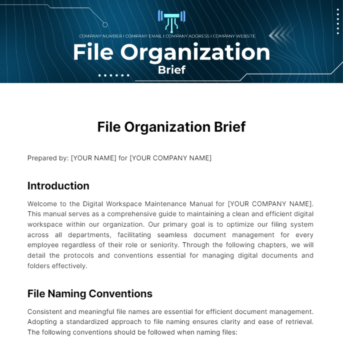 Free File Organization Brief Template
