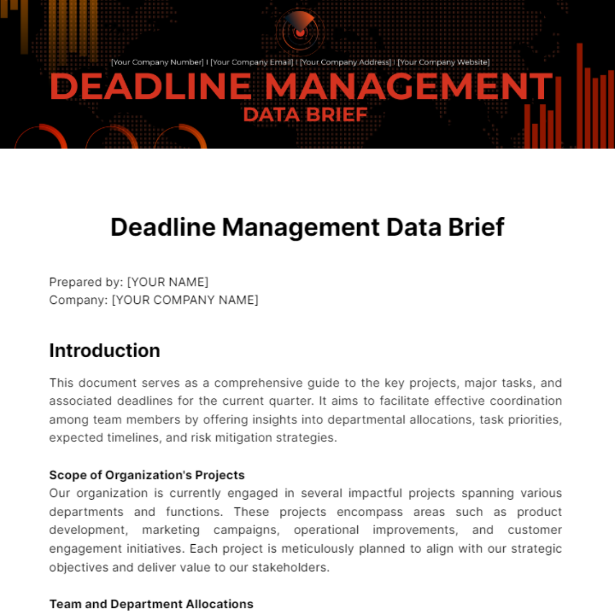Free Deadline Management Data Brief Template