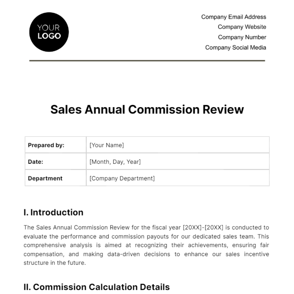 Sales Annual Commission Review Template - Edit Online & Download