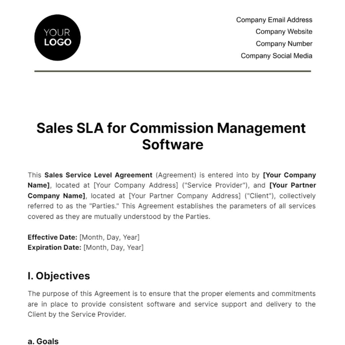 Sales SLA for Commission Management Software Template - Edit Online & Download